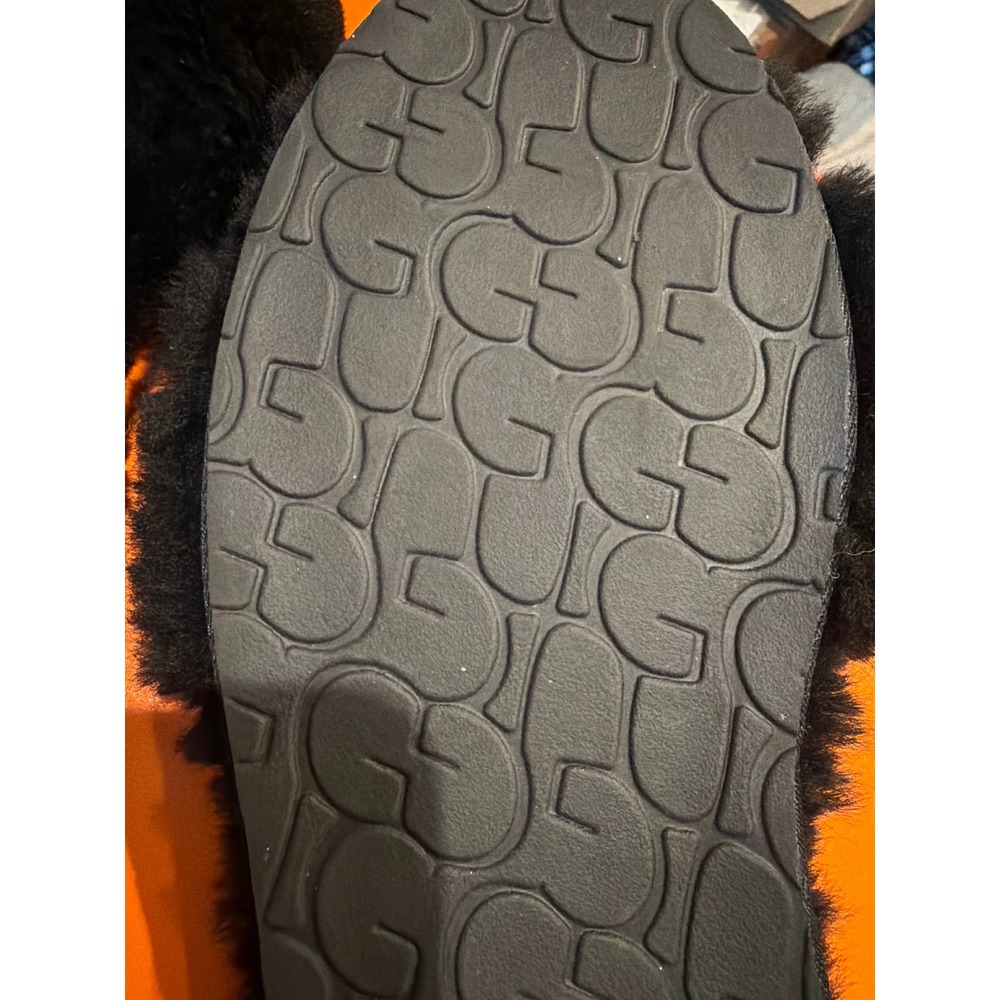 UGG Fluff Yeah Black Sheepskin Slide Slippers Womens Size 10 Plush Shearling - Picture 5 of 6